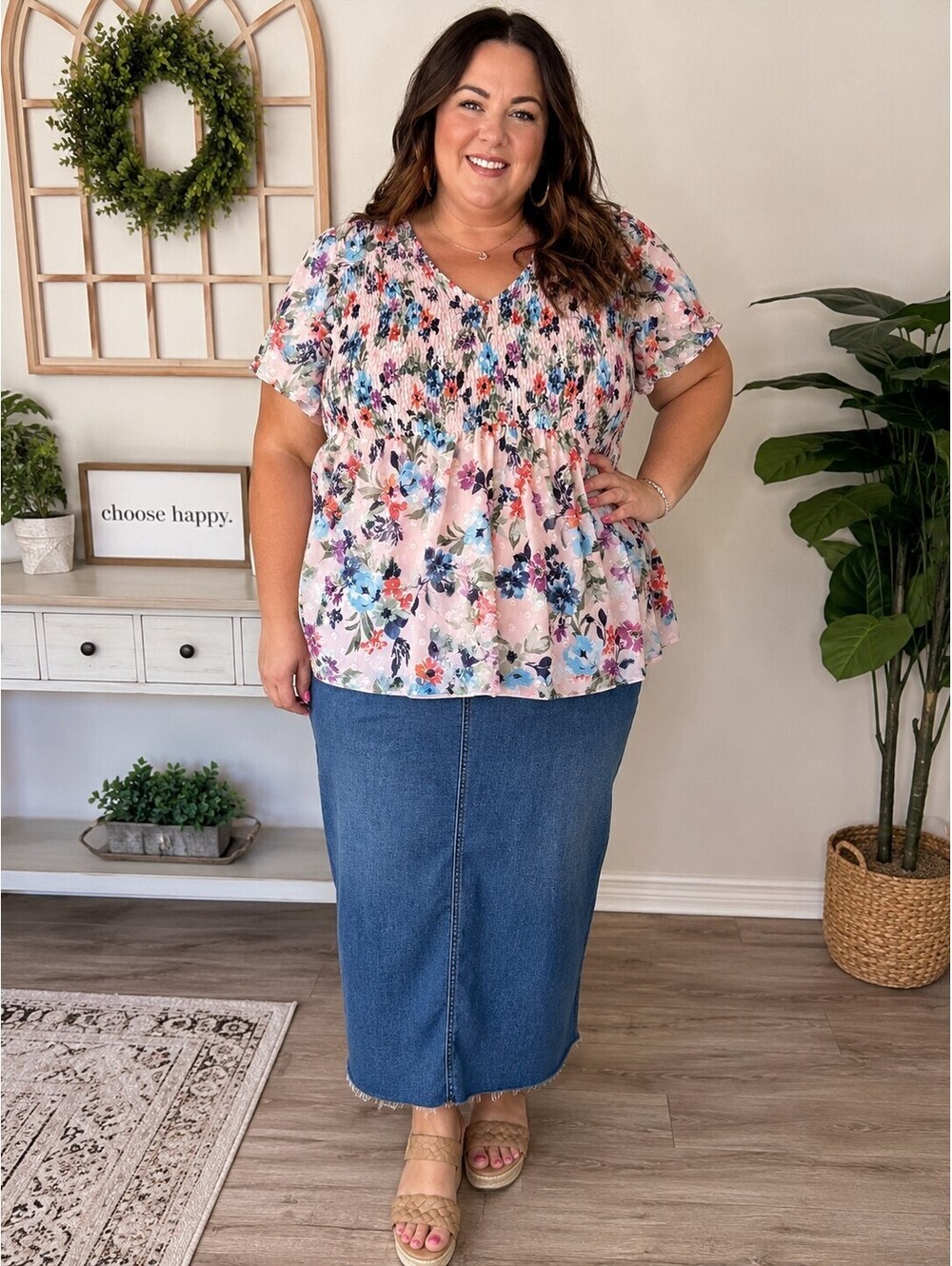 Torrid Floral Smocked Peplum Top Size 3